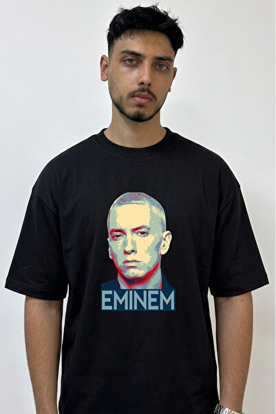 Anetos Eminem_68 Μπλουζάκι Oversize με στάμπα σχεδίου, μαύρο
