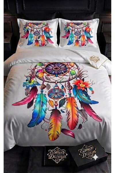 Elmas Dizayn Custom Design Brand Double Duvet Cover Set Organic Satin & Cotto...