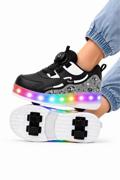 ROCKY SPORT Ortopedik Çocuk Spor Işıklı 4 Tekerlekli Patenli Ayakkabı Sneaker...