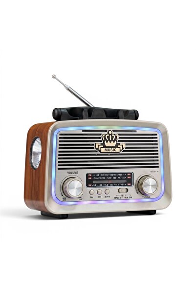 ROYALTREND Mini Nostaljik Fenerli Radyo,Güneş Panelli Ledli Bluetooth Nostalj...
