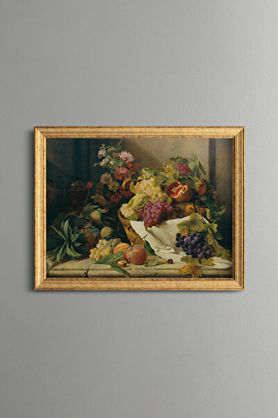 epiqart Still Life with Fruits and Flowers - Vintage Patterned Painting - Fin...