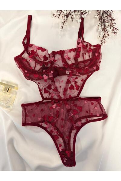 MH Moony Homewears Burgundy Heart Ultra Kombinezon