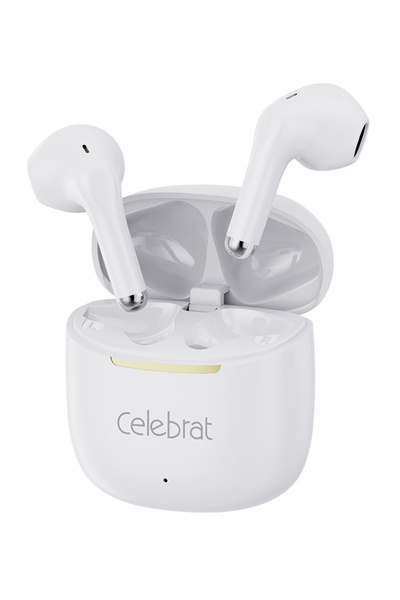 Celebrat earphones με θήκη φόρτισης W79, True Wireless, 13mm, 30/300mAh, λευκά