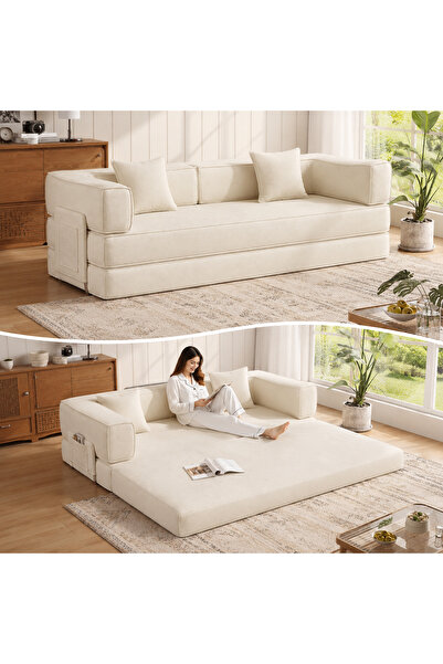 Generic Sofa Bed, 5-in-1 Convertible Sofa with Washable Cover, 50D Foam Floor...