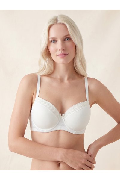 SOMOR 100% Cotton Push-Up Underwire Bra with Thin Lace Support