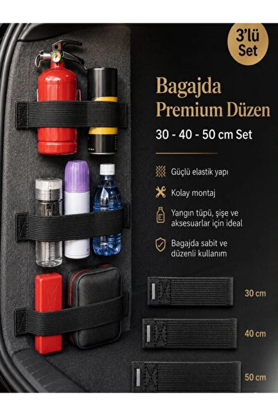 Ankaflex 3 Adet Araç Bagaj içi 30-40-50cm Ebatlarında Cırtlı Elastik Sıkıştır...