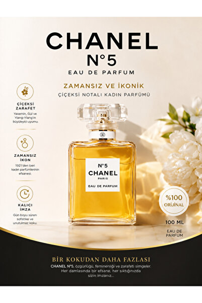 Chanel N°5 Kadın Parfümü 100 ML - Yasemin, Gül ve Vanilya Notalı Eau De Parfum