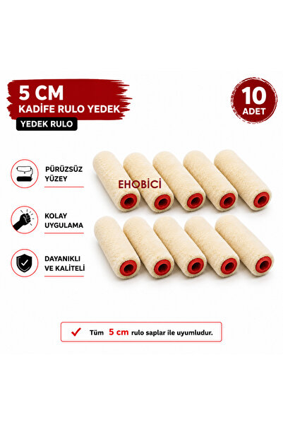 ehobici Kadife Rulo 10 lu Yedek 5cm (Moher)