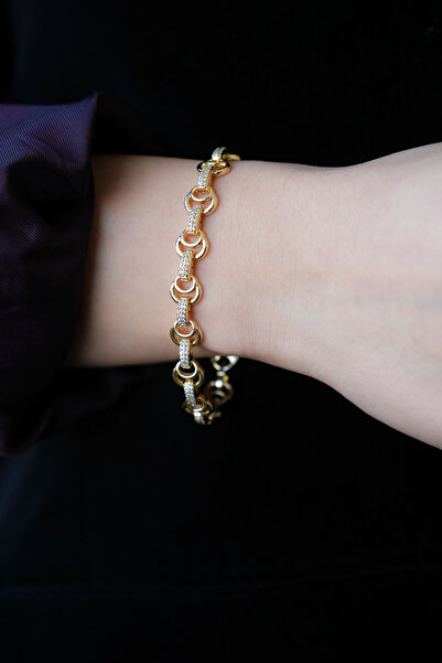 MASSOLE Women's Gold Zircon Stone Double Interlocking Chain Bracelet Xuping J...