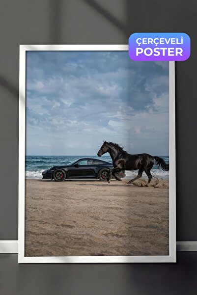 Postifull Horse and Carriage Poster, White Framed Poster, Old Money Series, N...