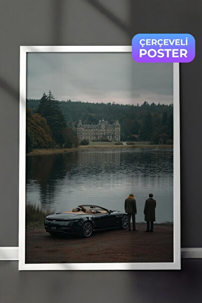 Postifull Poster sa automobilom pored jezera, poster u beloj ramovini, serija...