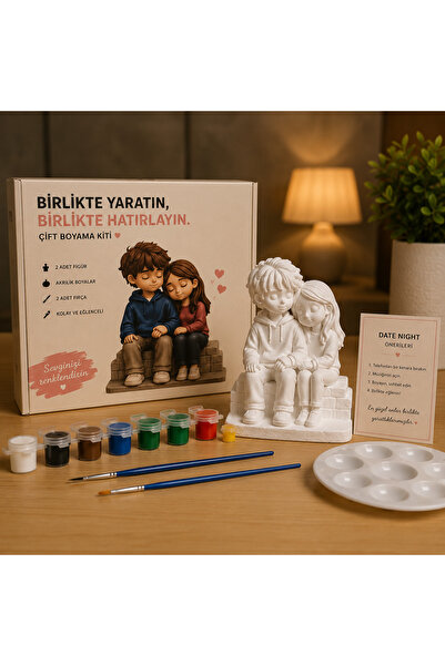 figur Yan Yana Çift Boyama Seti | Kendin Boya 3D Figür Hobi ve Sevgili Hediye...