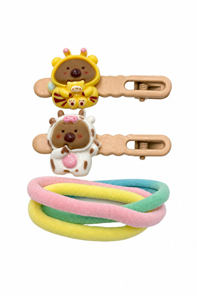 Jack Ferrero Set de 2 agrafe de păr și elastic de păr colorat cu figurine dră...