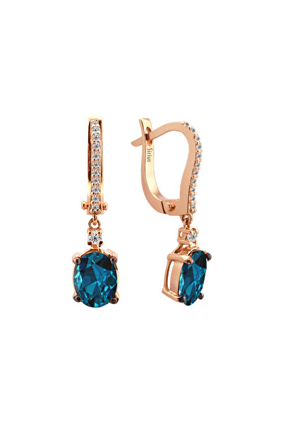 Sirius Pırlanta Pırlanta ve Oval London Blue Topaz Küpe 0617E0066