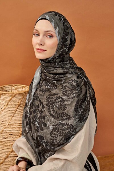 Silk Home Riva Shawl Tencel Spring Blossoms Smoked