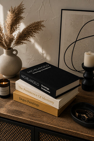 Dezora Home 3'lü Kumaş Dekoratif Kitap Kutu Seti – Gizli Saklama Kutusu, Mode...