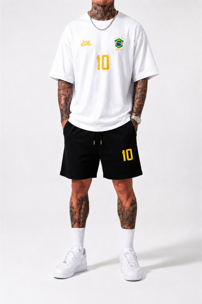 ZAVIXO Men's Premium Oversize T-Shirt and Shorts Set Brazil 10 Printed