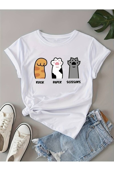 SVART WEAR Μπλουζάκι με στάμπα Rock Paper Scissors, 100% βαμβακερό, κοντομάνι...