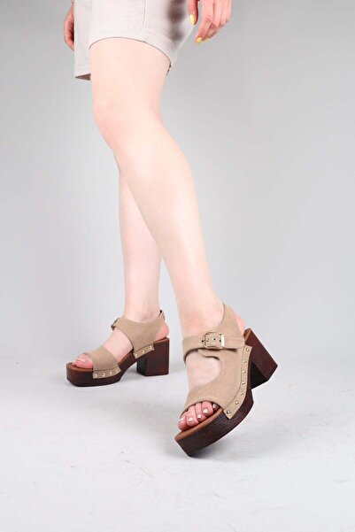 Birikon Bongor Trok Detailed Heeled Shoes Beige