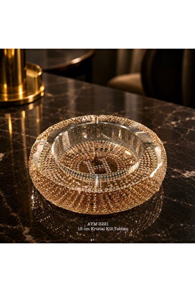 Hinora Model din sticlă de cristal, design elegant, scrumieră de 15 cm cu logo H