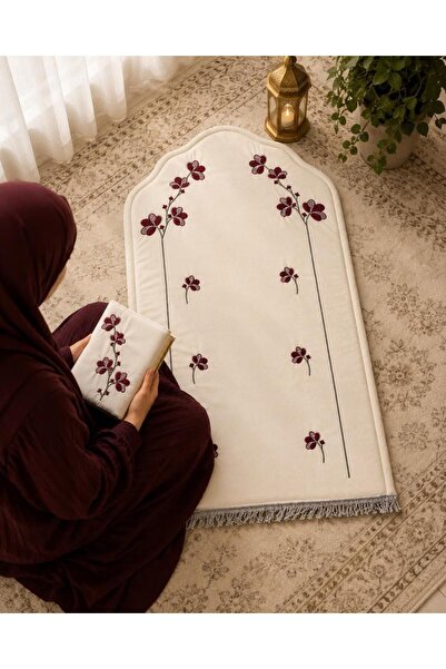 laverahome طقم سجادة صلاة فاخرة مع شرشف صلاة مطرز – تصميم أنيق يمنح عبادتك طم...