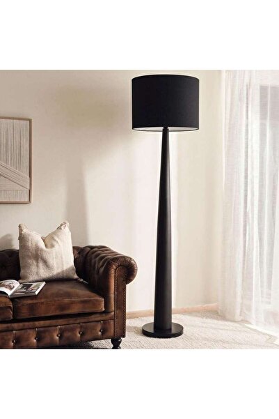 PAN HOME Black Floor Lamp with Jute Shade