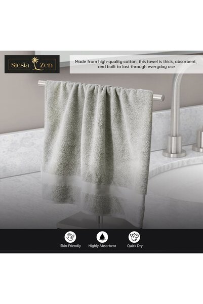 Siesta Zen Premium 100% Egyptian Cotton Bath Towel 70x140cm, Super Soft & Absorbent Towels, 600 GSM, Luxury Spa Hotel Quality, Quick Dry, Fade Resistant (Pack of 2)