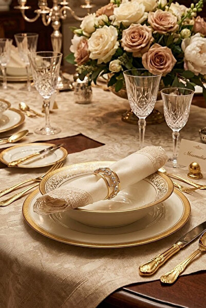 Çt Çeyizci Tekstil 6 Pieces of Serving Napkins, 6-Piece Napkin Set with Lace ...