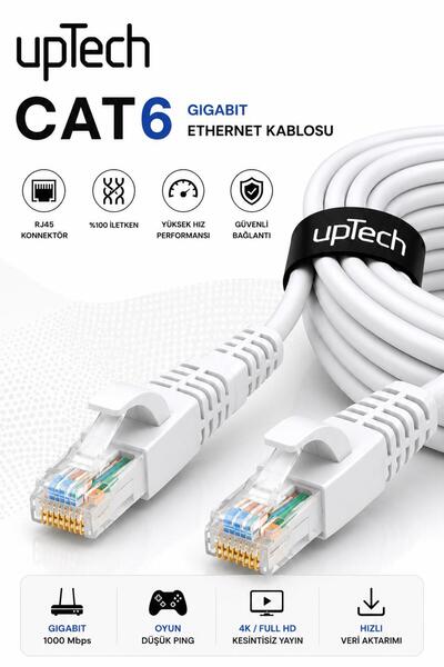 upTech CAT6 Ethernet Kablosu 50 Metre RJ45 LAN İnternet Modem Router Bilgisayar Kablosu