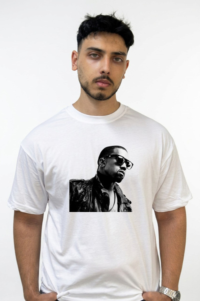 Anetos Kanye West_84 Design Printed Oversize White T-Shirt