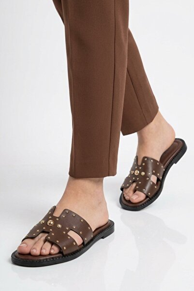 Aspor Brown Women's Flat Slippers