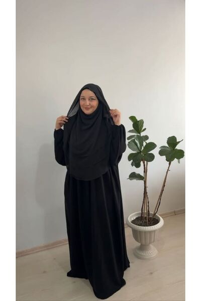 Hijab hayal takım medine ipeği elbise 3 katlı oval sufle