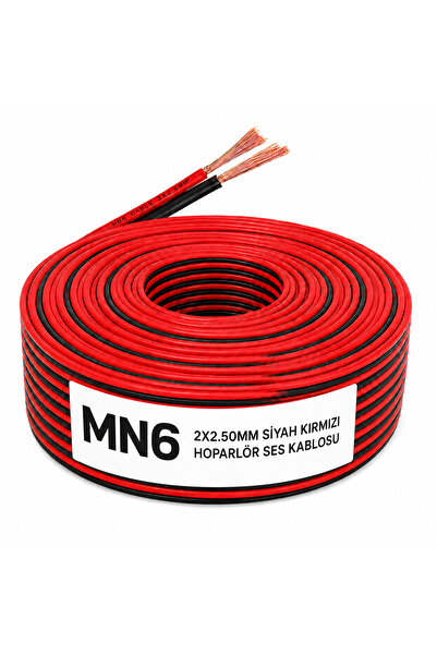 MN6 MN250HKF 2x2.50 mm Hoparlör Kablosu 30 Metre Siyah Kırmızı Amfi Oto Ses S...