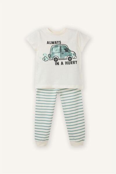 DeFacto 100% Cotton Striped 2-Piece Pajama Set for Baby Boy (26 Sm)