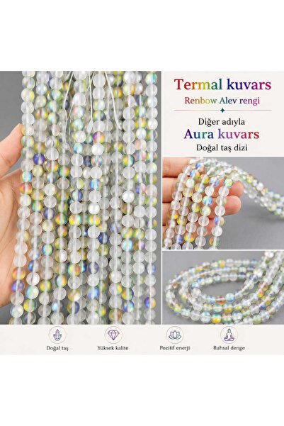 best bioenerji taş terapi Thermal Quartz Rainbow Natural Stone Strand – 8 mm ...