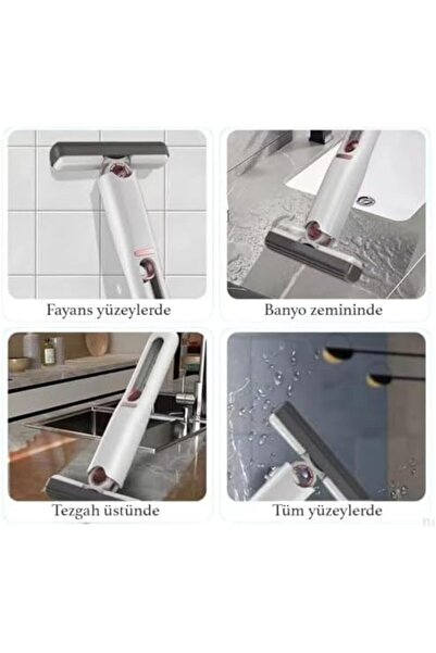 Yıldızan Squeeze Mini Mop, White and Red, Compact Cleaning Tool, for Glass Ti...