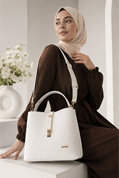 Just Polo White Women's Hand and Shoulder Bag with Accessories, Stylish Bag w...
