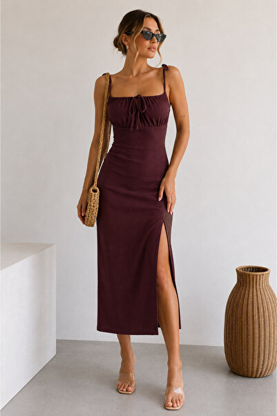 M&N Y Slit midi length dress with rope strap