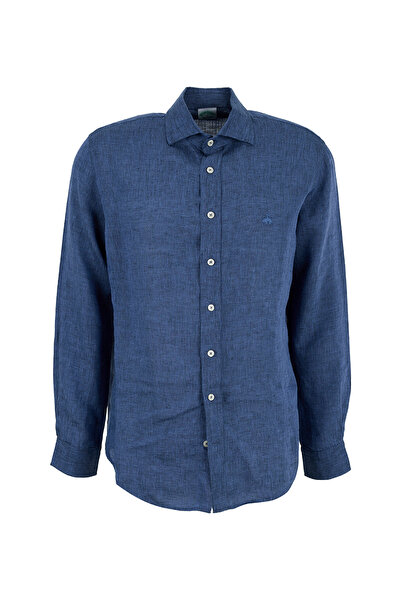 BROOKS BROTHERS Mavi Erkek İtalyan Slim Fit Melanj Gömlek BBSS26MSH024