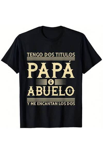 NOURAM تي شيرت رجالي بتصميم عتيق وثقيل الوزن بعبارة "Tengo Dos Títulos Papa y...