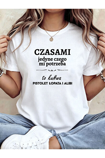 17 seramik تي شيرت نسائي بطباعة حروف - مطبوع عليه عبارة "Czasami Wszystko Jes...