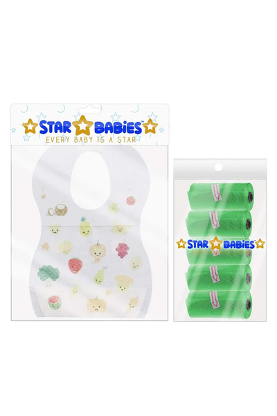 STAR BABiES 5 قطع أكياس معطرة + 10 قطع مرايل قابلة للاستخدام مرة واحدة - متنوعة
