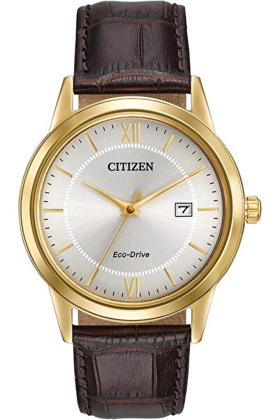 Citizen ساعة إيكو-درايف كلاسيكية بحزام جلدي وثلاثة عقارب للرجال