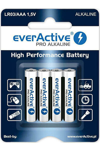 everActive Baterii alcaline Pro AAA 1.5V 4 bucăți Cod: LR03PRO4T