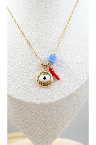 Jerie Gold Charm Detaylı Göz Kolye