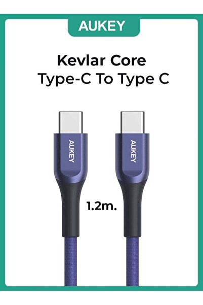 AUKEY USB-C to C Kevlar Braid 1.2m Fast Charging Cable for iPhone, iPad, MacB...