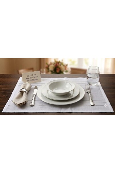 ZEYNO HOME TEKSTİL 6'lı Amerikan Servisi 35x45 cm %100 Polyester Dekoratif Ma...
