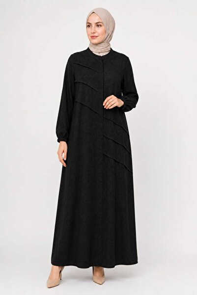 HESNA Half Buttoned Kubra Fabric Dress Full Length