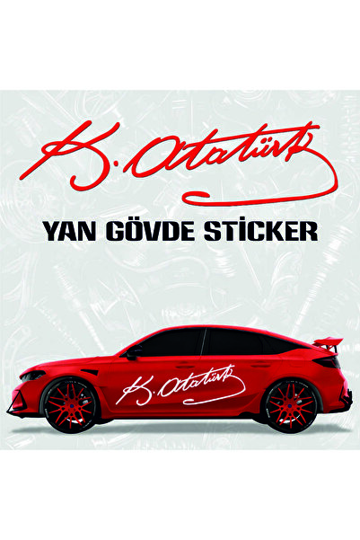 ESLEM K. Atatürk Signed Car Side Door Sticker 100 cm Canvas Material Quality ...
