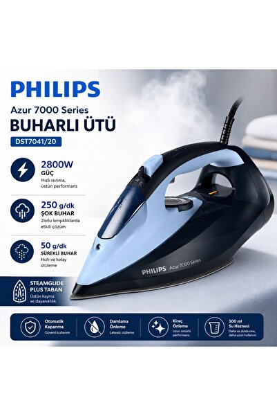 Philips Buharlı Ütü Azur Dst7041/20 7000 Serisi 2800 W Otomatik Kapanma